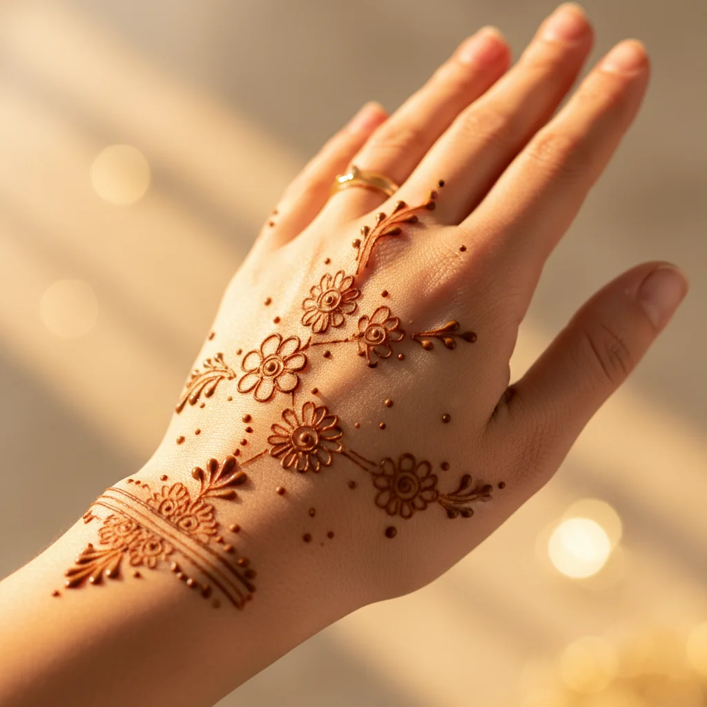 Simple Floral Back Hand Mehndi Design