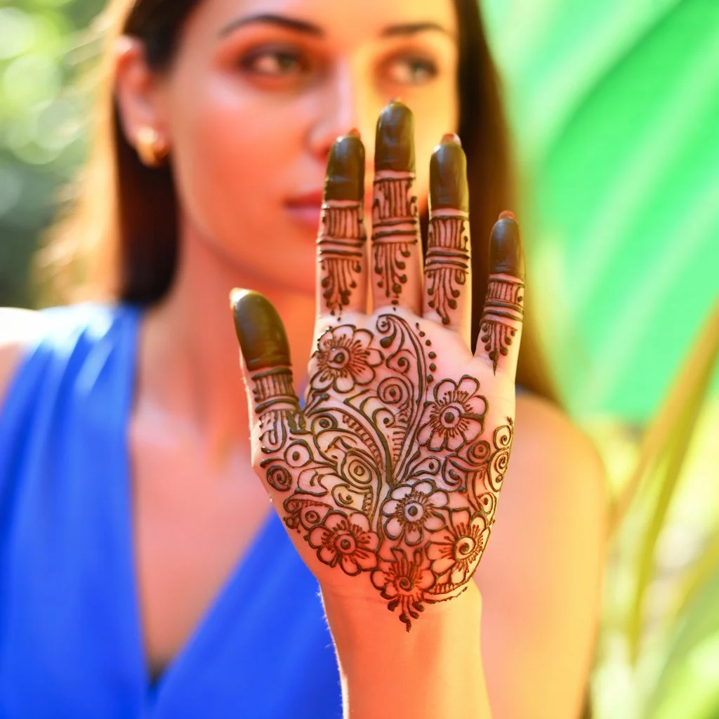 Simple Mehndi Design Flower Front Hand