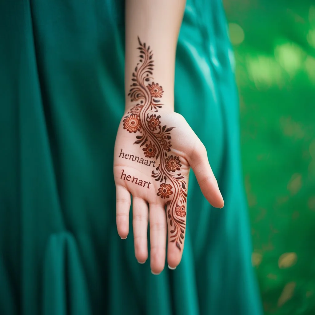 Simple One-Sided Mehndi Design For the Front Hand