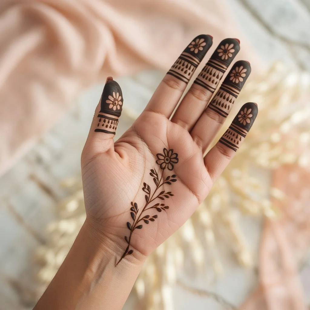 Small Flower Mehndi Design For Front Hand