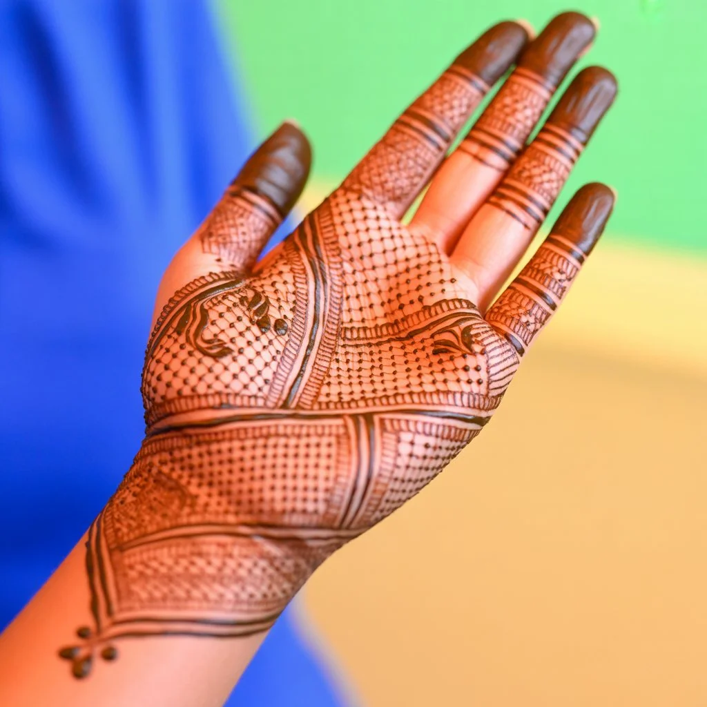 Square Mehndi Design Front Hand