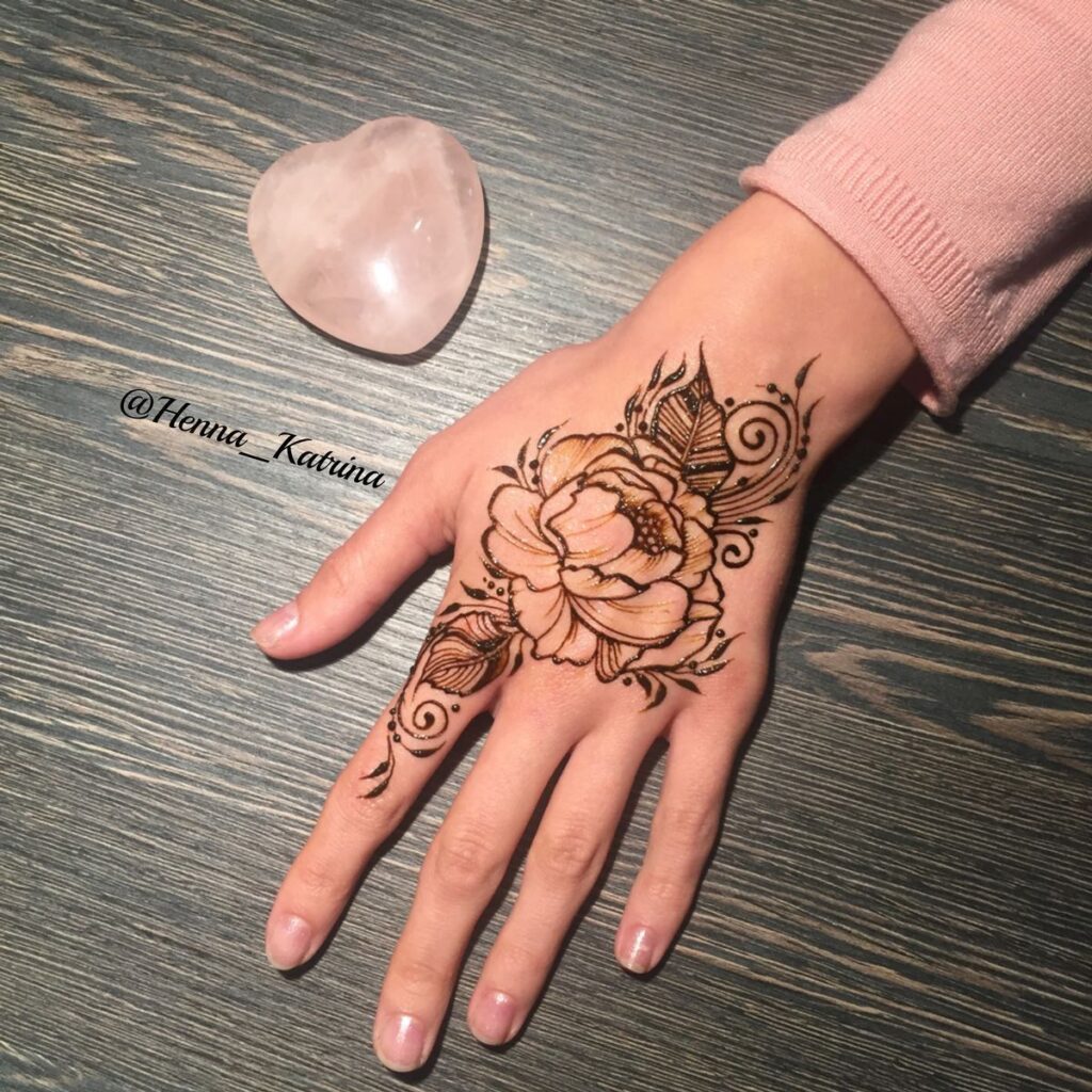 Vintage Rose Mehndi Design for Back Hand