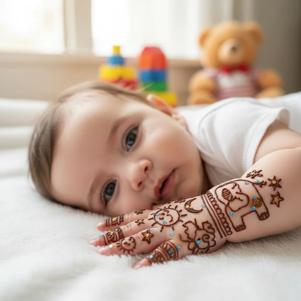 Top 80+ Simple Mehndi Designs for Kids, Babies, & Toddlers (2026) 48 Baby Mehndi Design Cartoon