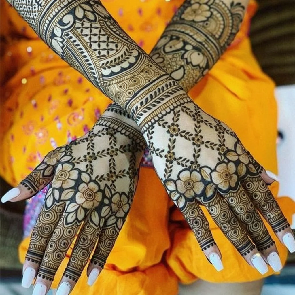 Back Full Hand Bridal Mehndi Design