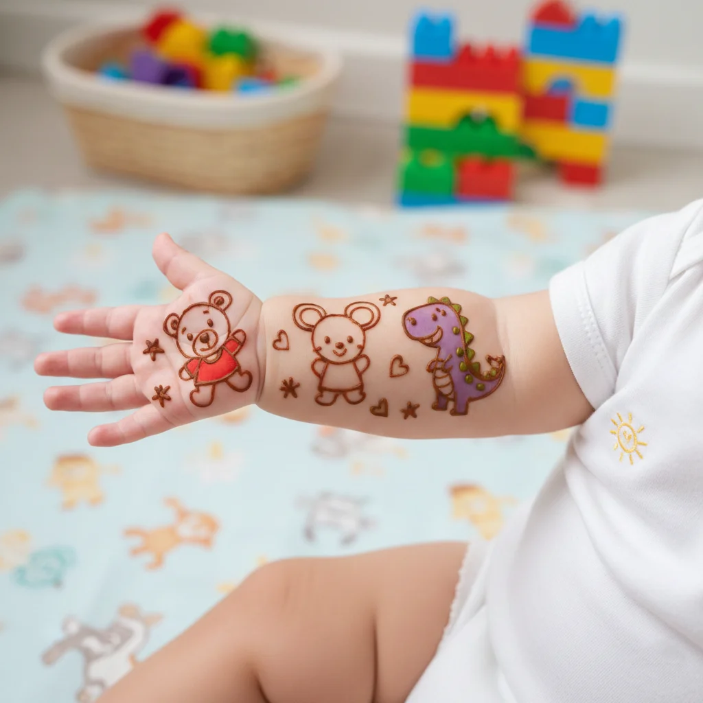 Top 80+ Simple Mehndi Designs for Kids, Babies, & Toddlers (2026) 12 Cartoon Character Mehndi For Babies