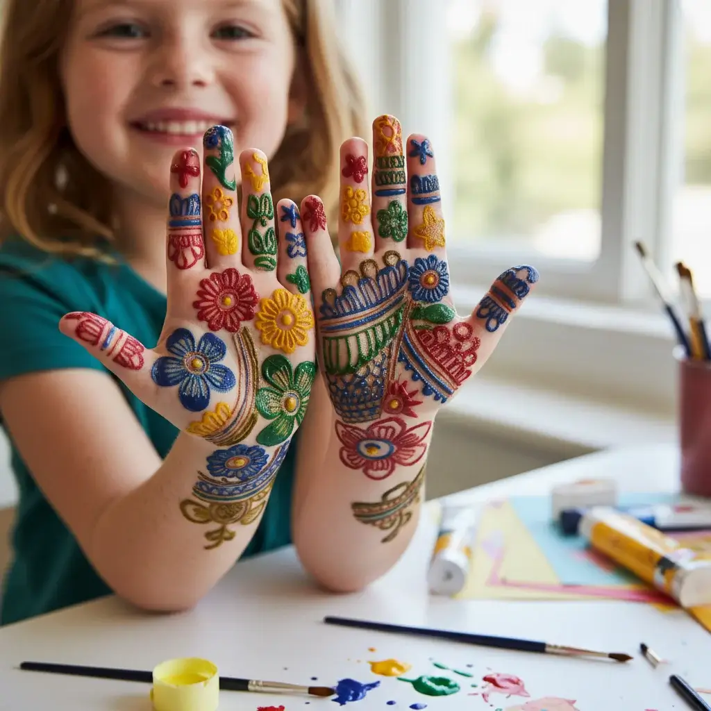 Colorful Henna Designs For Kids