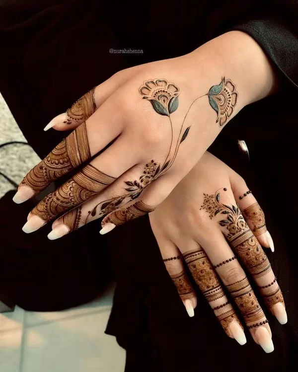 Finger Mehndi Design with Bands