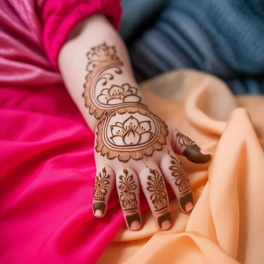 Top 80+ Simple Mehndi Designs for Kids, Babies, & Toddlers (2026) 30 Flower Baby Mehndi Design