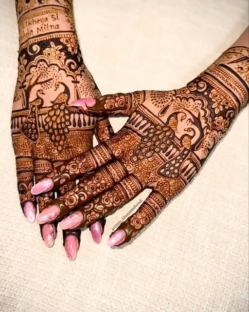 Indian Bridal Mehndi Design with Peacock