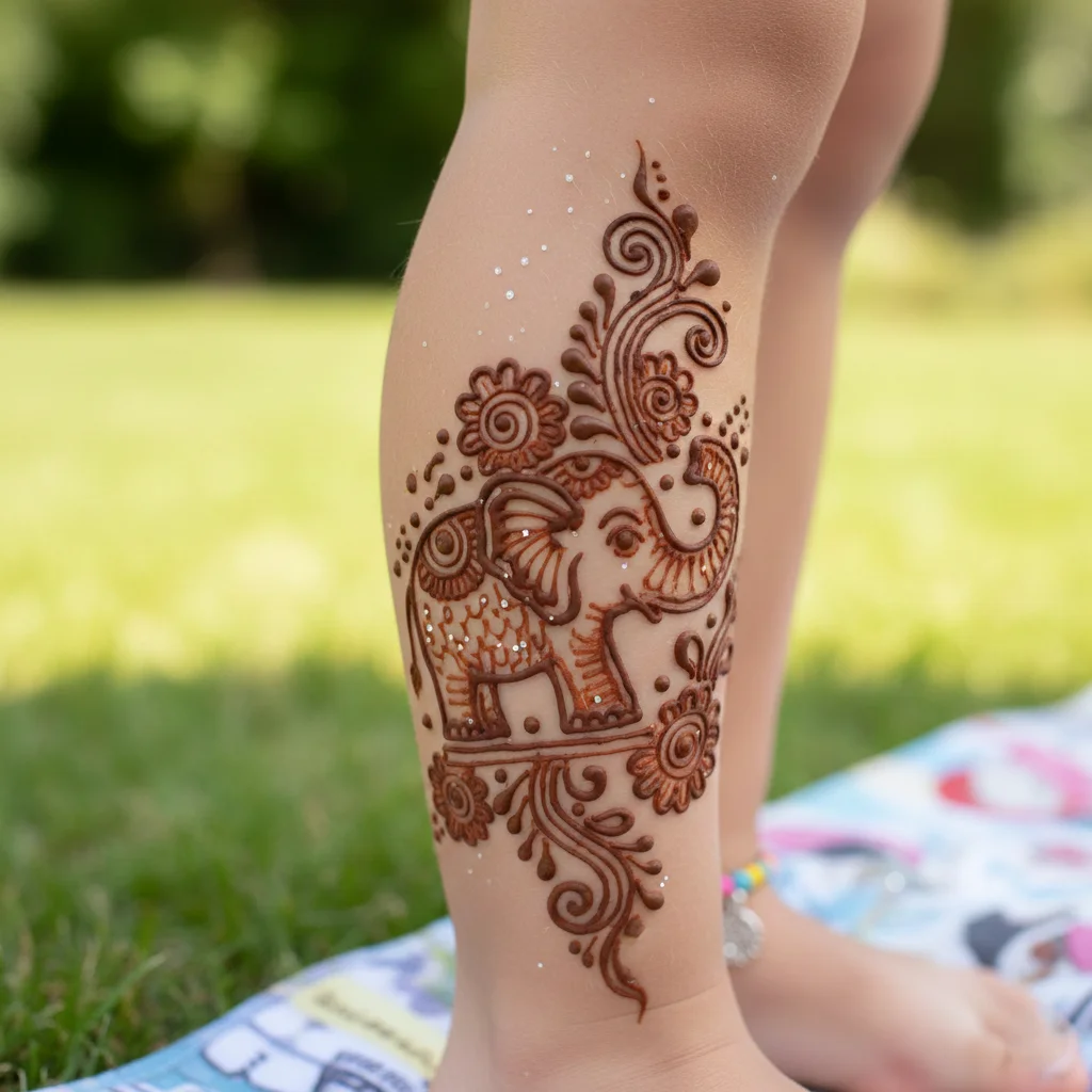 Top 80+ Simple Mehndi Designs for Kids, Babies, & Toddlers (2026) 79 Kids Leg Mehndi Design