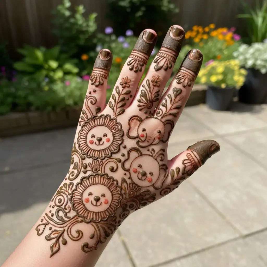 Top 80+ Simple Mehndi Designs for Kids, Babies, & Toddlers (2026) 53 Kids Mehndi Design With Cute Faces