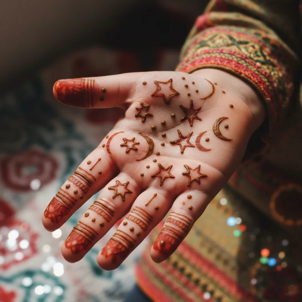 Top 80+ Simple Mehndi Designs for Kids, Babies, & Toddlers (2026) 85 Kids Mehndi Design With Stars And Moon
