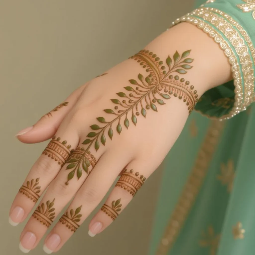 Line and Dot Finger Mehndi