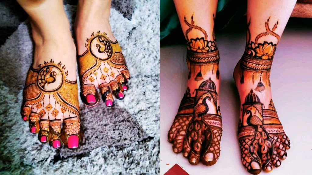 Peacock Feather Mehendi Designs for Foot