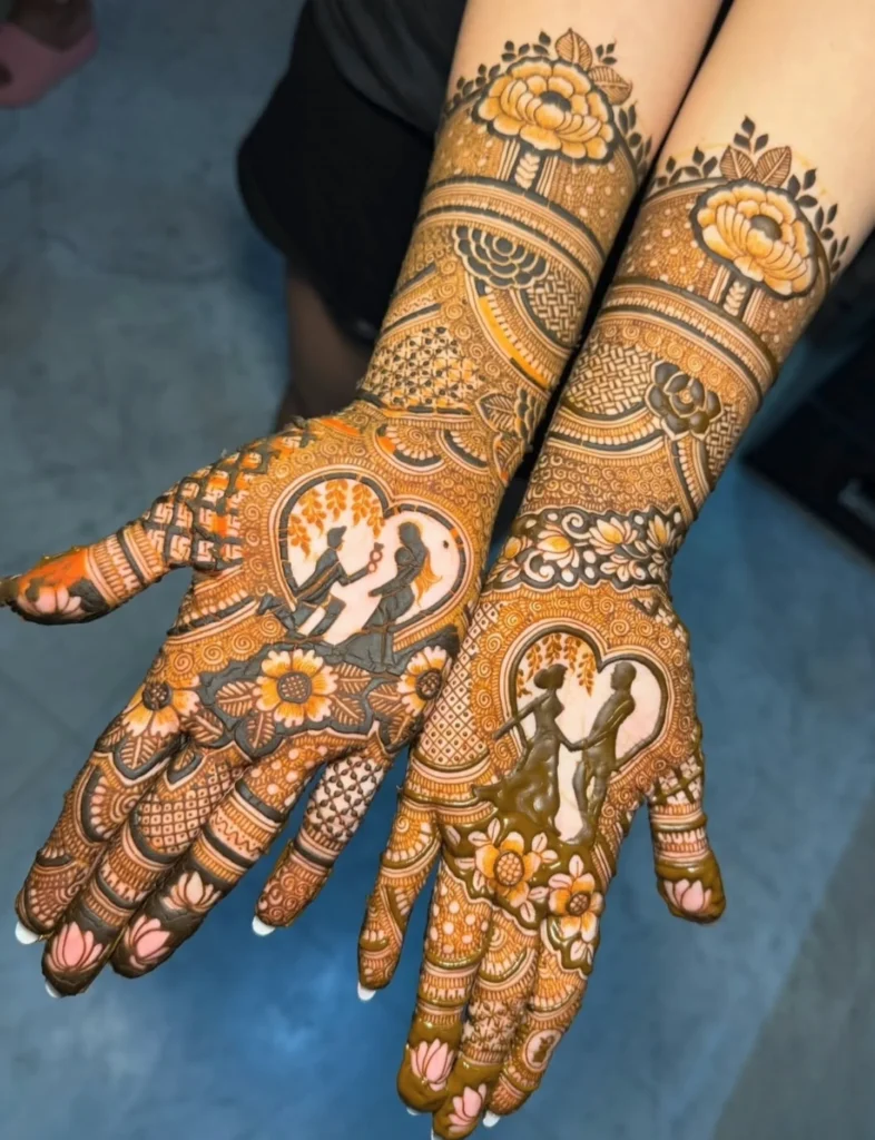 Unique bridal mehndi look
