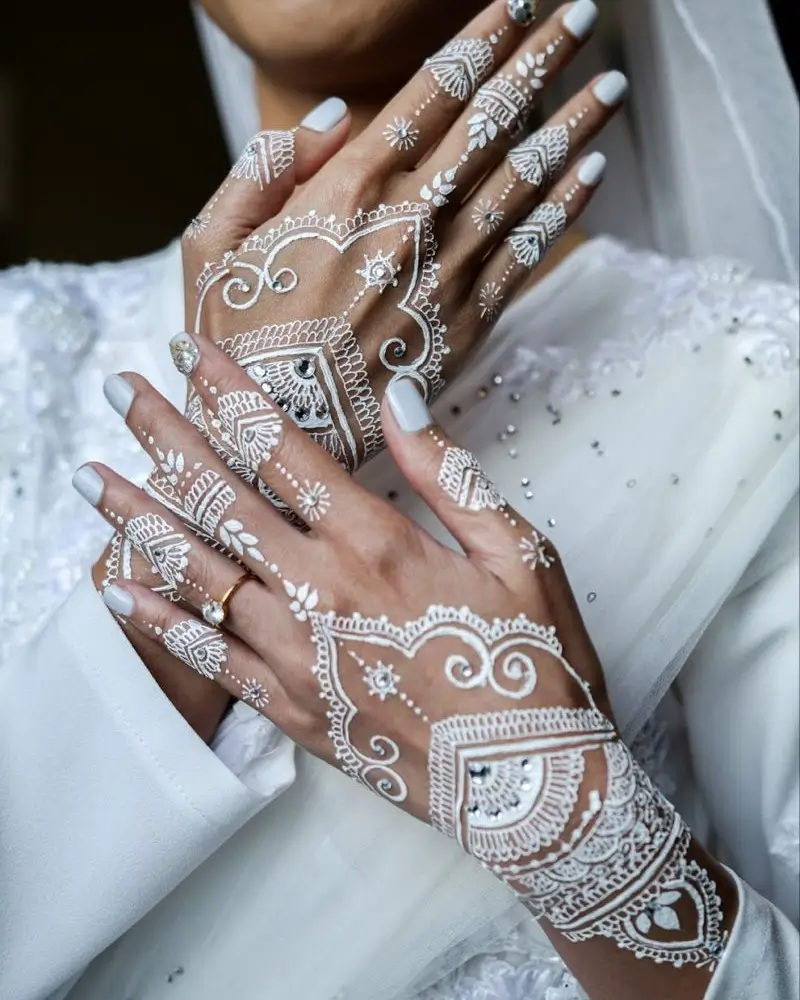 White Mehndi Bridal Design