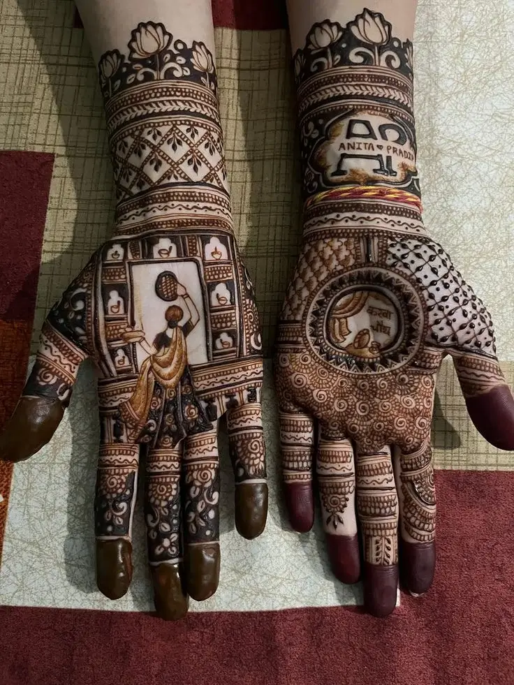 Bridal Beautiful Karwa Chauth Mehndi Design