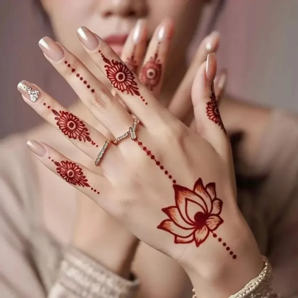 Easy Lotus Mehndi Design