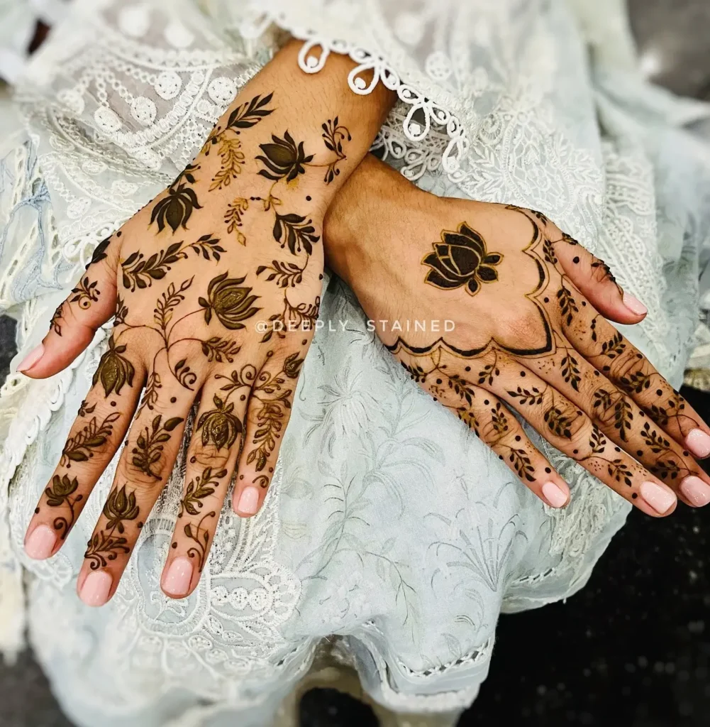 Lotus Mehndi Design Back Hand Simple