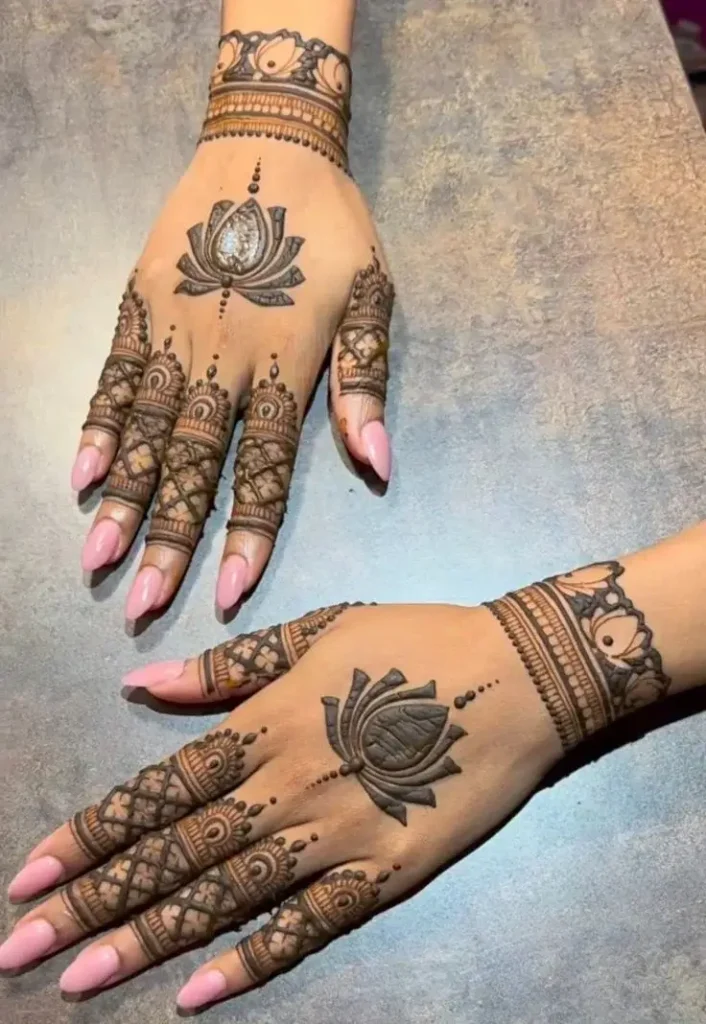 Lotus Motif Mehndi Design