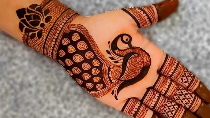 Lotus Royal Peacock Mehndi Design