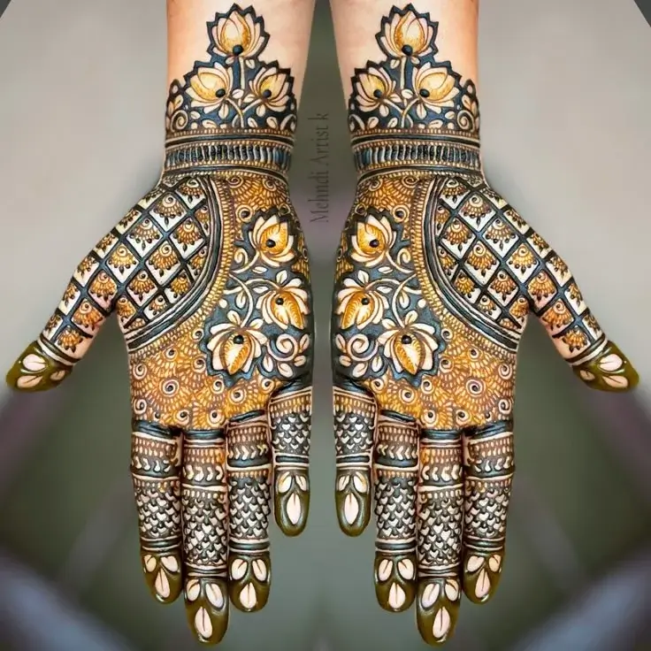 Lotus vs Floral Motifs Mehndi Design