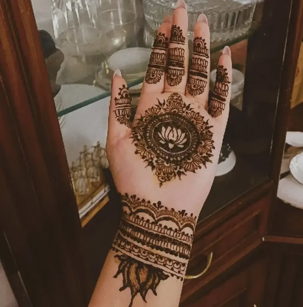 Modern Lotus Mehndi Designs