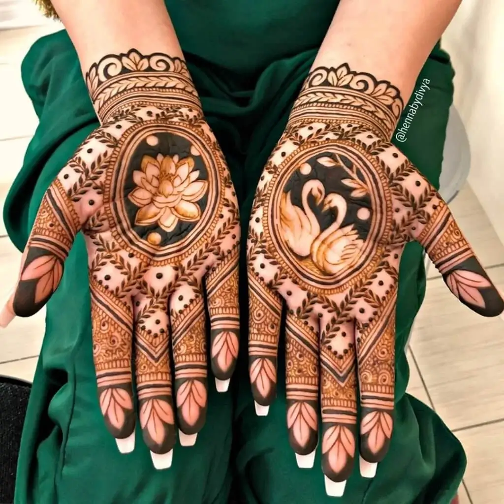 Unique Lotus Flower Mehndi Design