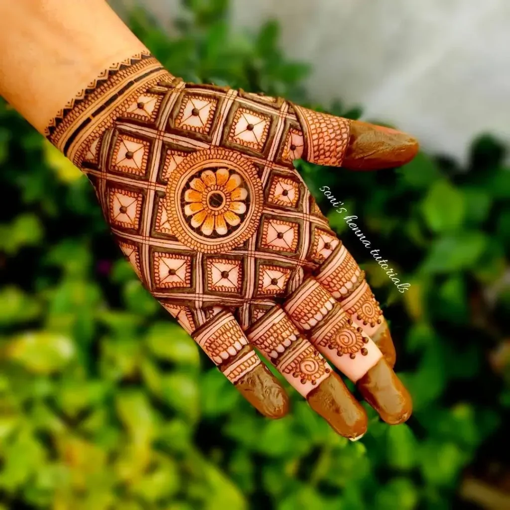 geometric happy diwali mehndi design