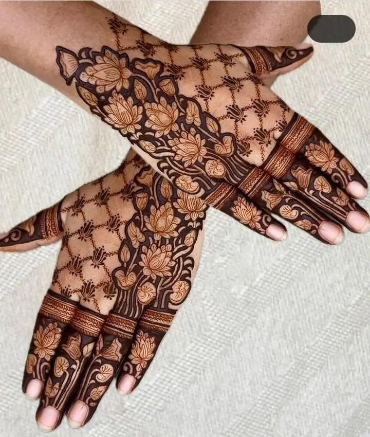 lotus mehndi design for engagement
