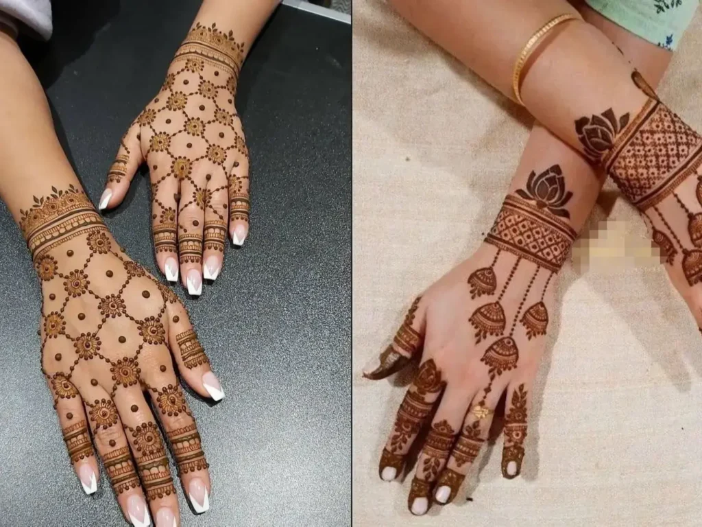 lotus mehndi design jewelry pairing
