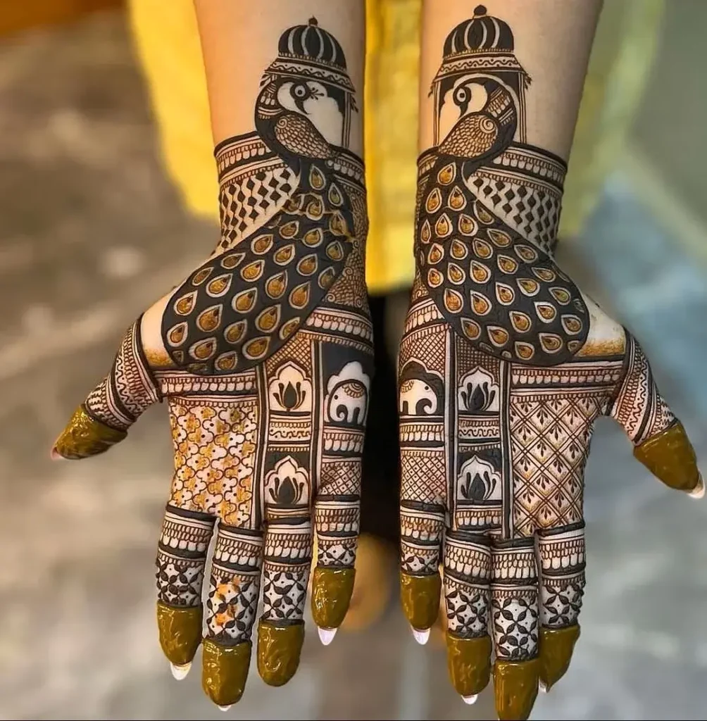 peacock happy diwali mehndi design