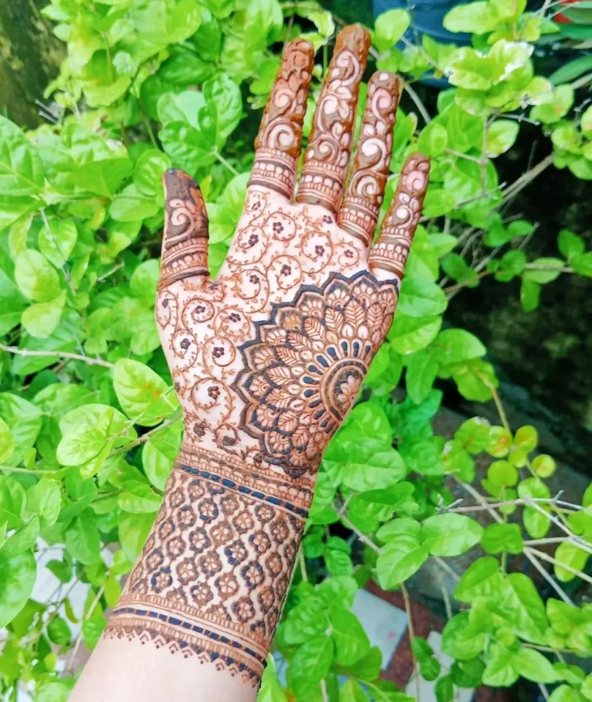 Half-and-Half Mandala Mehndi Design