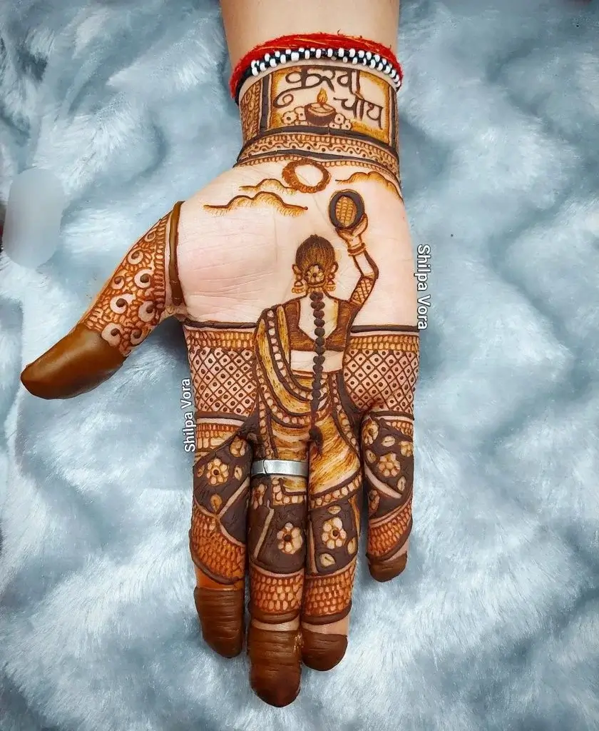 60+ Modern Mehndi Designs for Karwa Chauth (2026) 4 Arabic Style Karwa Chauth Mehndi