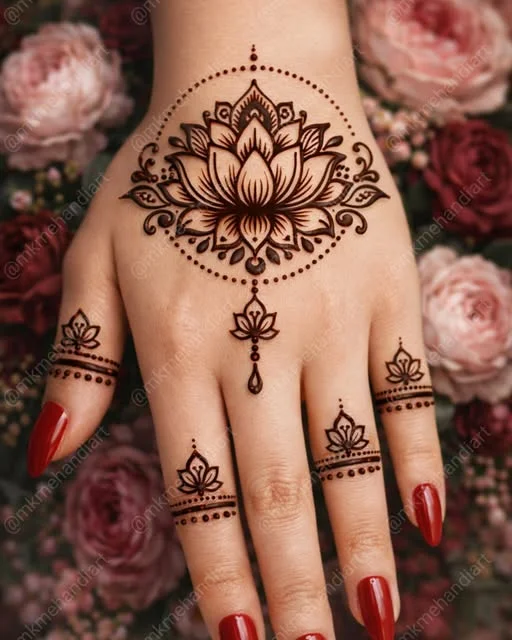 Blooms & Beauty Divine Rose & Lotus Motifs for a Bridal Look Mehendi Design