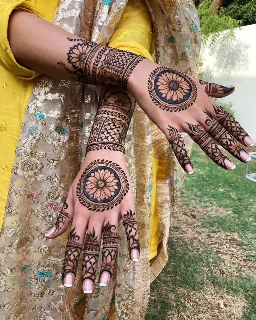 60+ Modern Mehndi Designs for Karwa Chauth (2026) 48 Floral Affair Back Hand Mehndi for Karwa Chauth