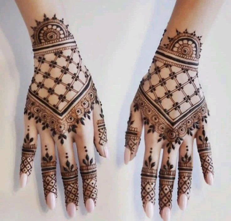  Flowers and Mesh (Jali) Mehandi Design