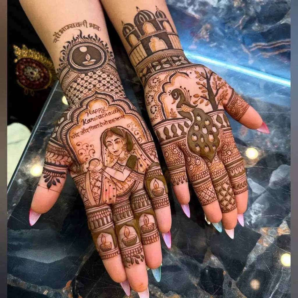 60+ Modern Mehndi Designs for Karwa Chauth (2026) 44 Peacock Mehndi Designs for Karwa Chauth