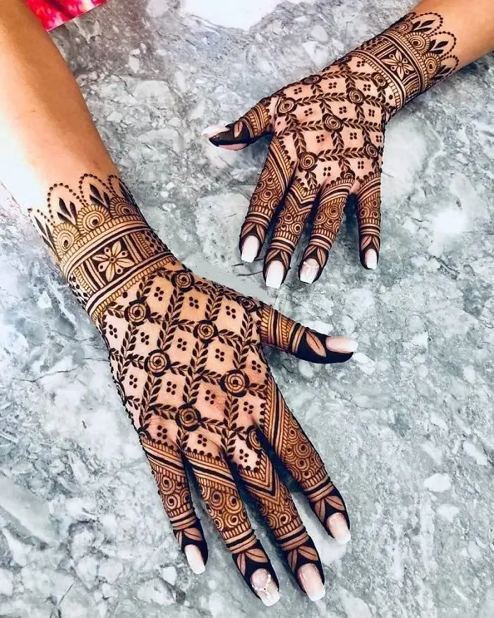 Simple Jaali (Net) Mehndi Design