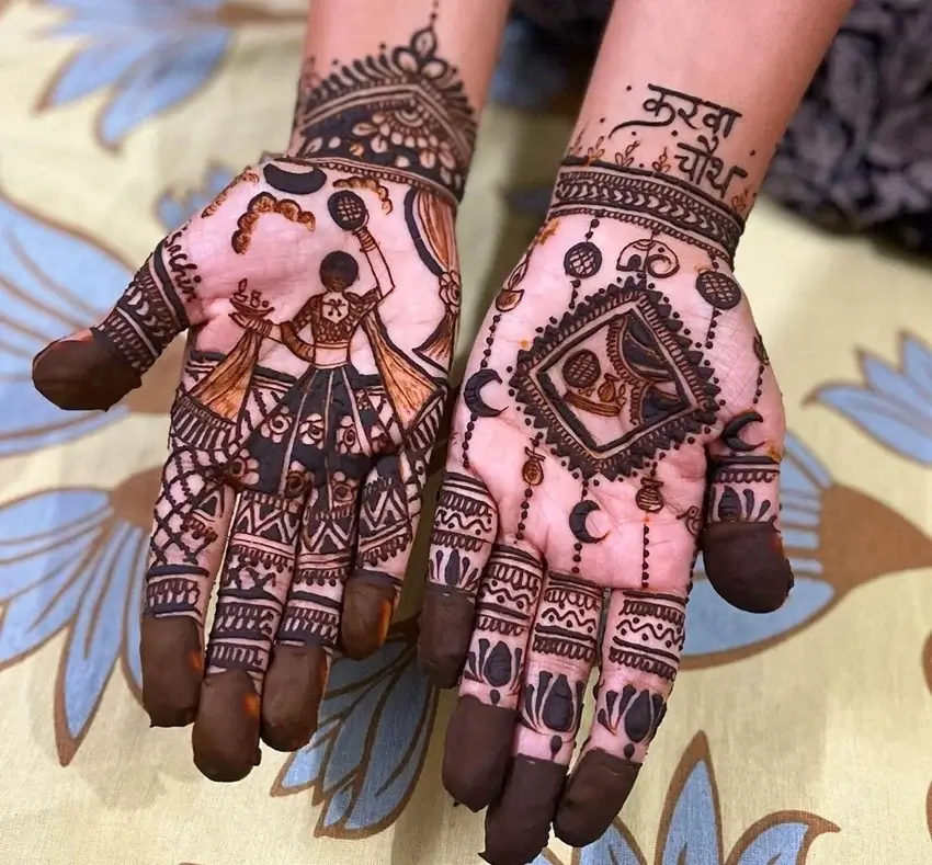 60+ Modern Mehndi Designs for Karwa Chauth (2026) 38 karwa chauth mehendi designs