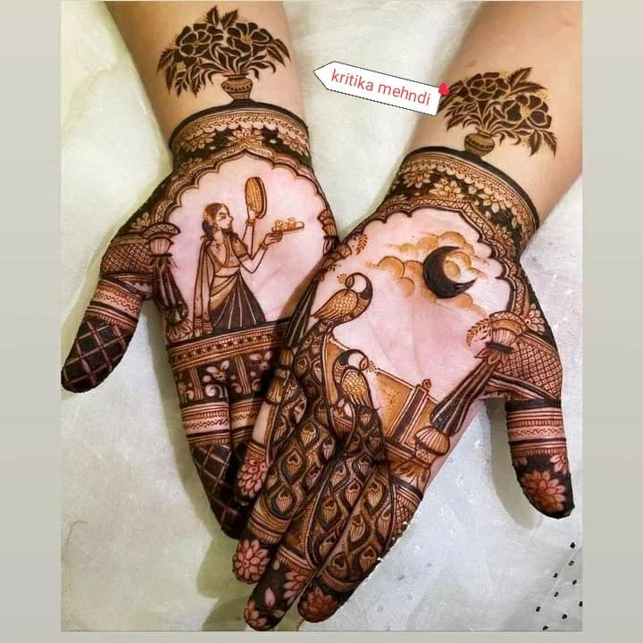 60+ Modern Mehndi Designs for Karwa Chauth (2026) 18 karwa chauth special mehndi