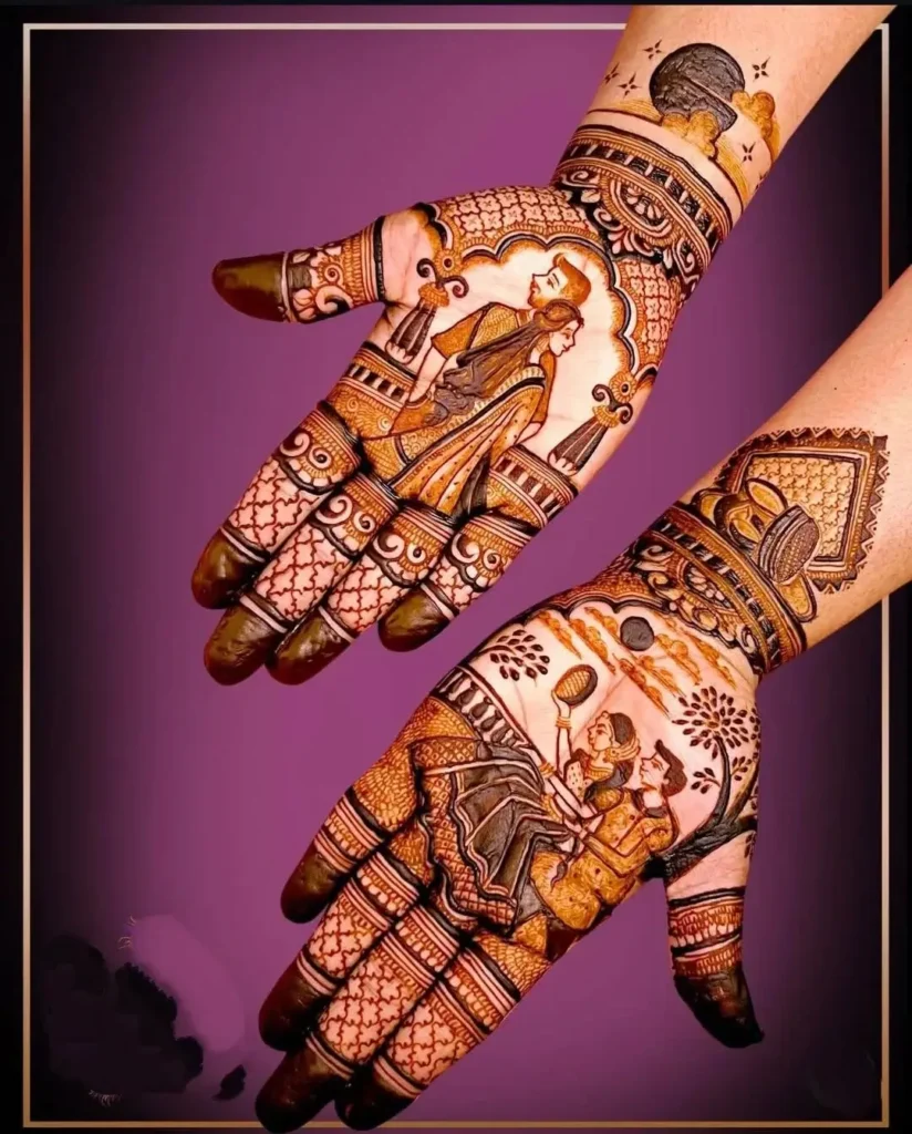 60+ Modern Mehndi Designs for Karwa Chauth (2026) 56 karwachauth mehndi design