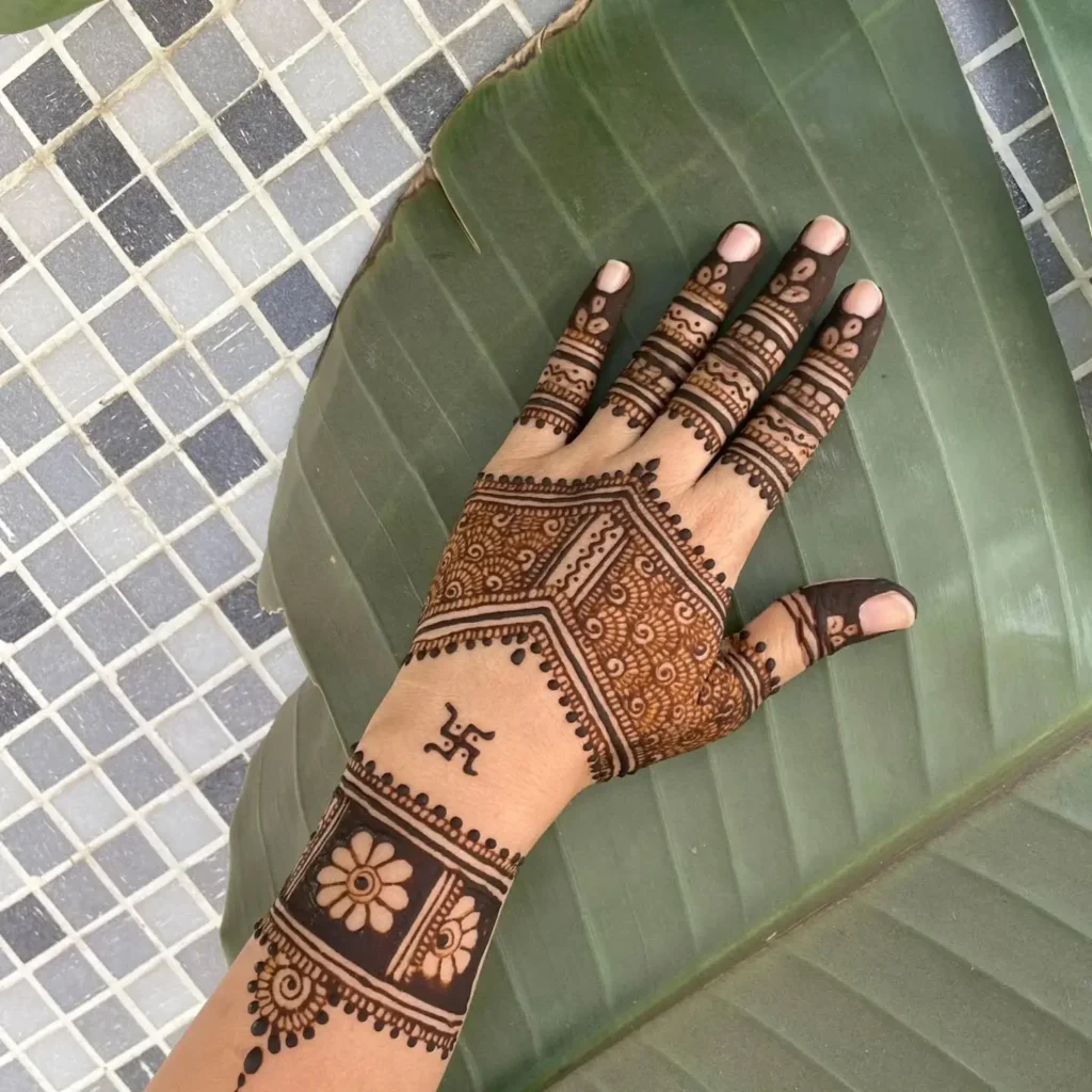 50+ Best Groom Mehndi Design for Boys and Men in 2026 24 Back-Hand Geometric Groom Mehandi Design