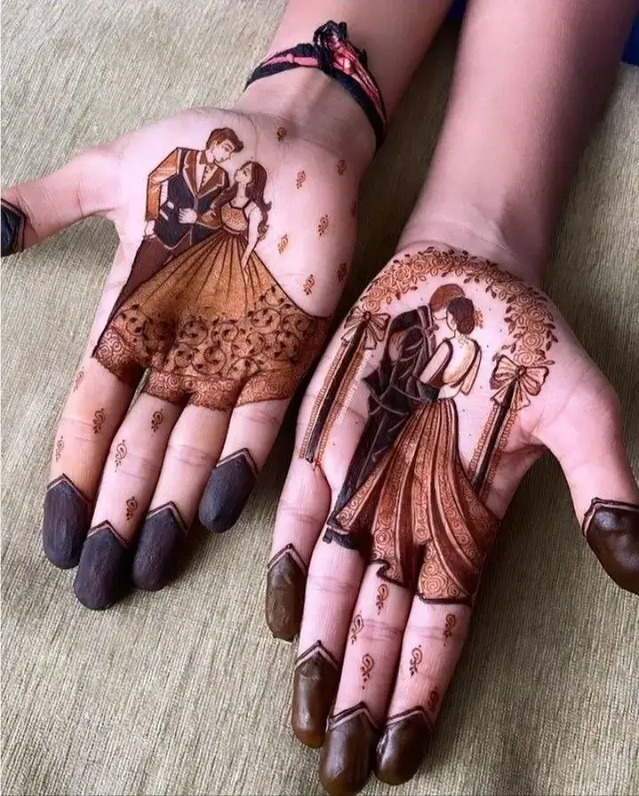 50+ Best Groom Mehndi Design for Boys and Men in 2026 30 Couple Portrait Groom Mehndi Design