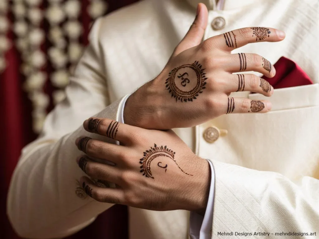 50+ Best Groom Mehndi Design for Boys and Men in 2026 25 Minimal Backhand Mehandi Design For Groom