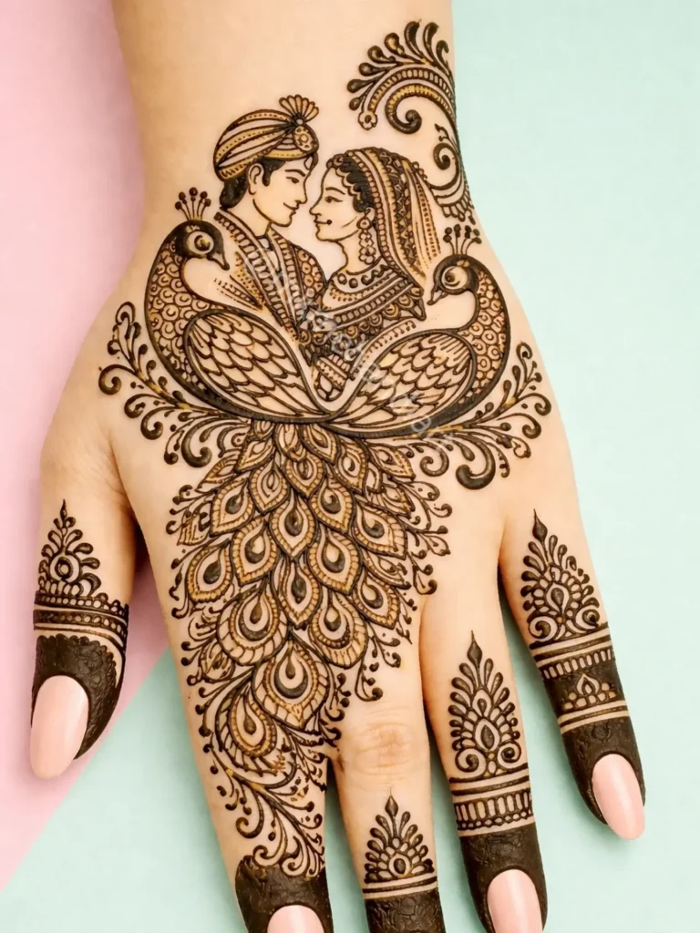 50+ Best Groom Mehndi Design for Boys and Men in 2026 20 Peacock Grace Groom Mehndi Design