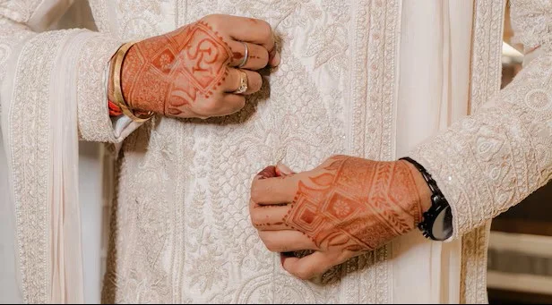 50+ Best Groom Mehndi Design for Boys and Men in 2026 42 Royal Crest Mehandi Design for Groom