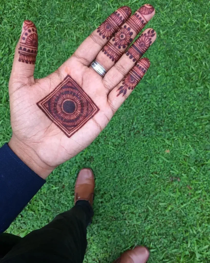 50+ Best Groom Mehndi Design for Boys and Men in 2026 26 Squared Mandala Classic Groom Mehndi Design