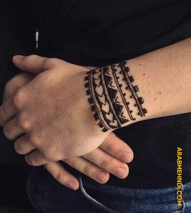 50+ Best Groom Mehndi Design for Boys and Men in 2026 37 Symmetrical Wristband Boy Mehndi Design