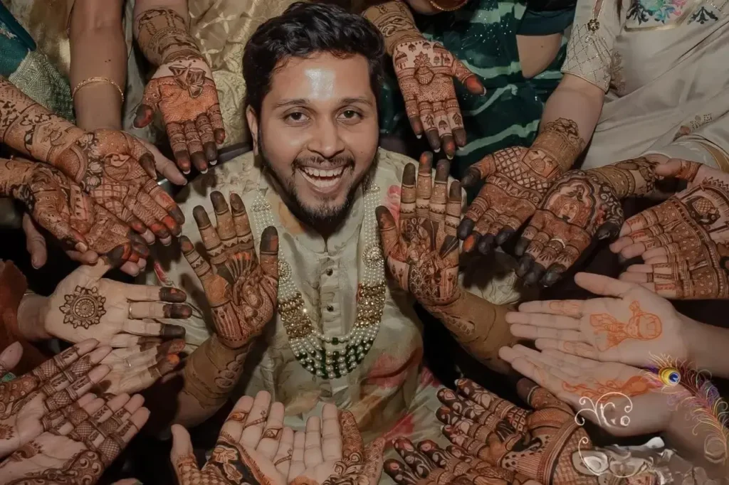 50+ Best Groom Mehndi Design for Boys and Men in 2026 14 Team Groom Squad Mehandi Design